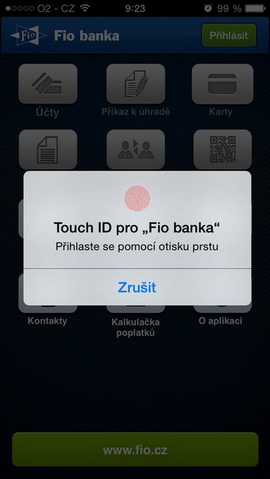 Fio banka nabízí nově svým klientům správu peněz pomocí otisku prstu. Login pomocí Touch ID.