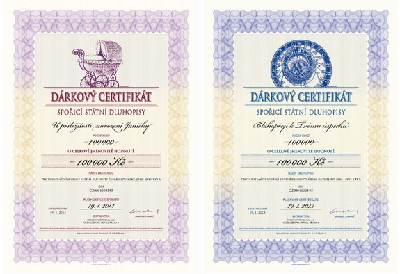 Dárkové certifikáty spořicích státních dluhopisů - Vánoce 2013