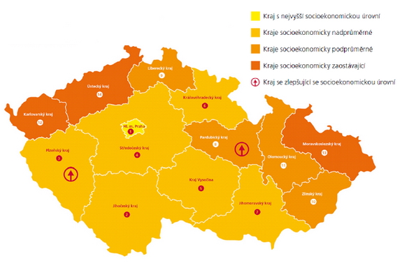 Postavení krajů v rámci ČR z hlediska hodnocení socioekonomické úrovně