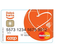 Chtěli byste platební kartu bez běžného účtu? Můžete získat předplacenou platební kartu. Na snímku předplacená karta COOP.